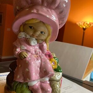 Pink Ceramic Figurine with Hat